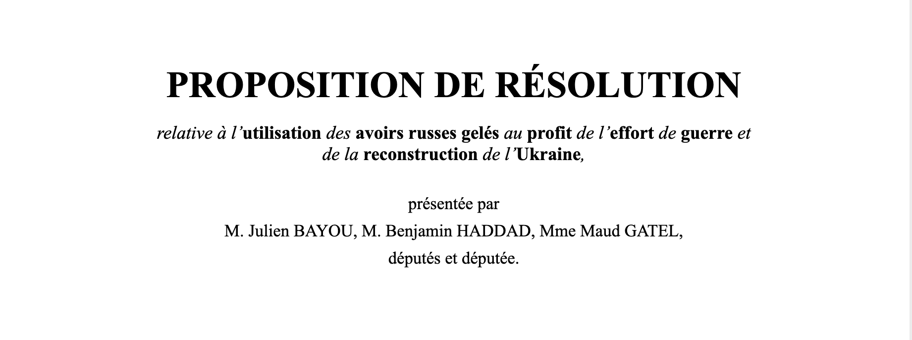 Des députés français proposent la saisie des avoirs de la banque centrale russe