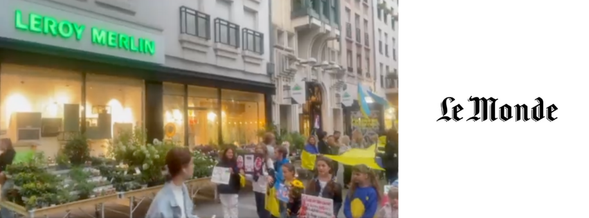 Manifestation à Paris contre la présence de Leroy Merlin en Russie